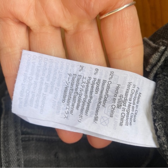 Madewell 9” High Riser Skinny  Exposed Button Fly Black Raw Hem Stretch Jean - Picture 13 of 16